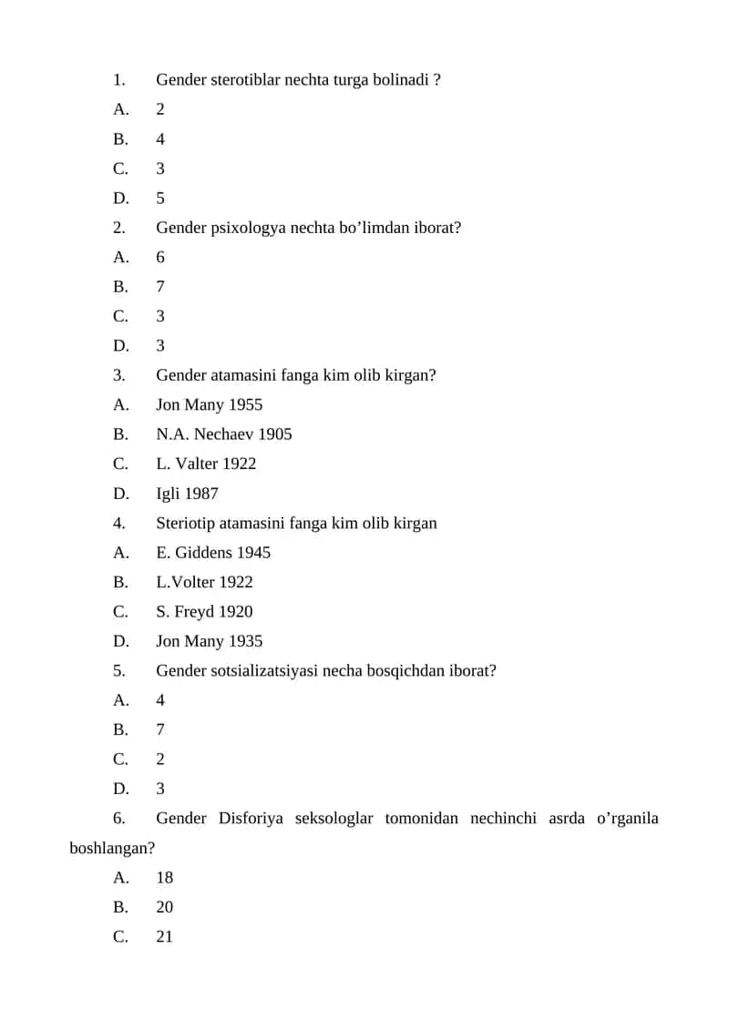 Gender Psychology Test
