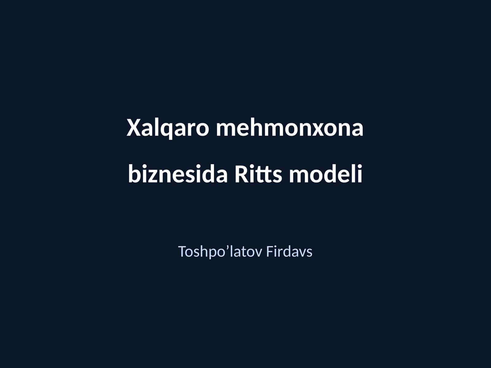 Ritts modeli