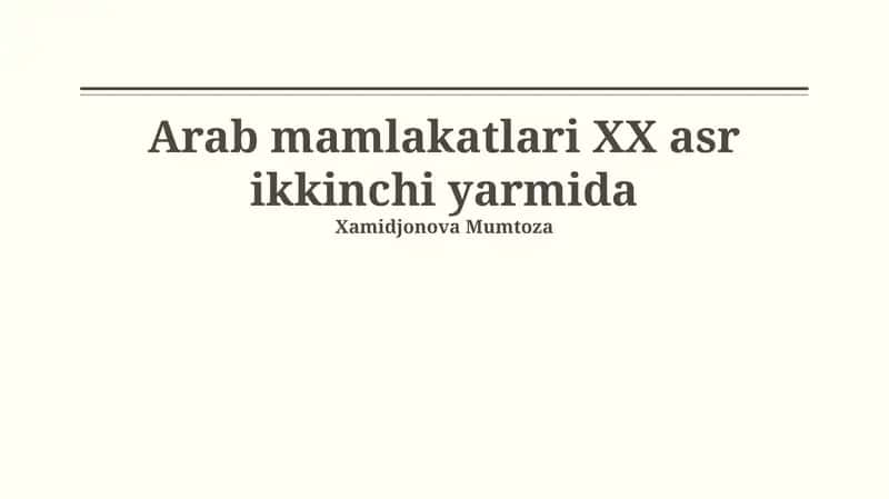 Arab mamlakatlari XX asr ikkinchi yarmida
