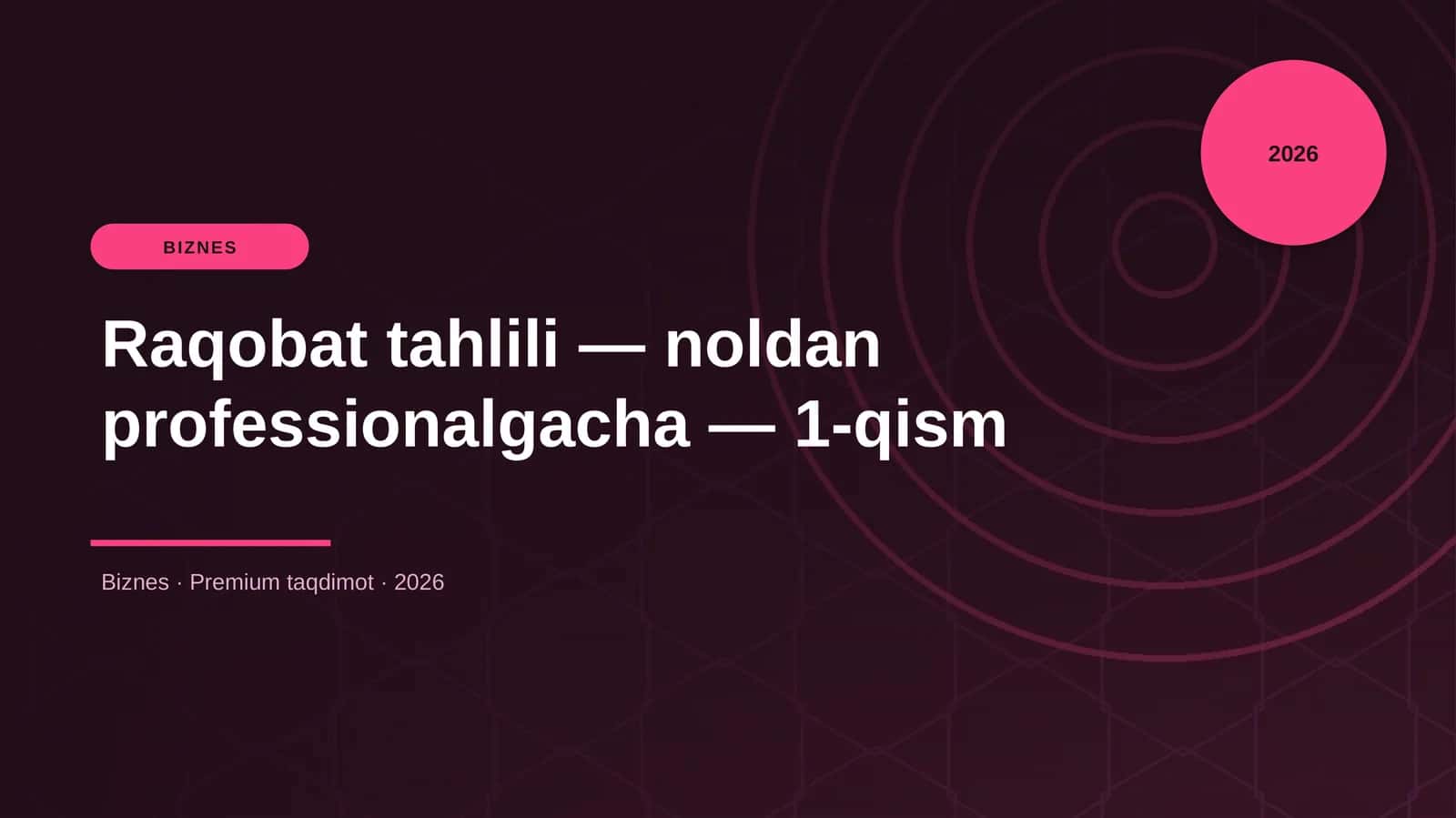 Raqobat tahlili — noldan professionalgacha — 1-qism