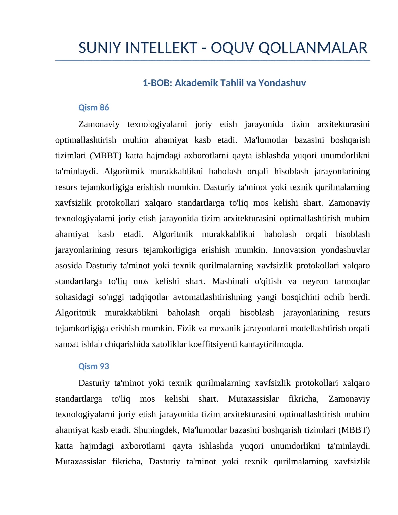 SUNIY INTELLEKT - OQUV QOLLANMALAR