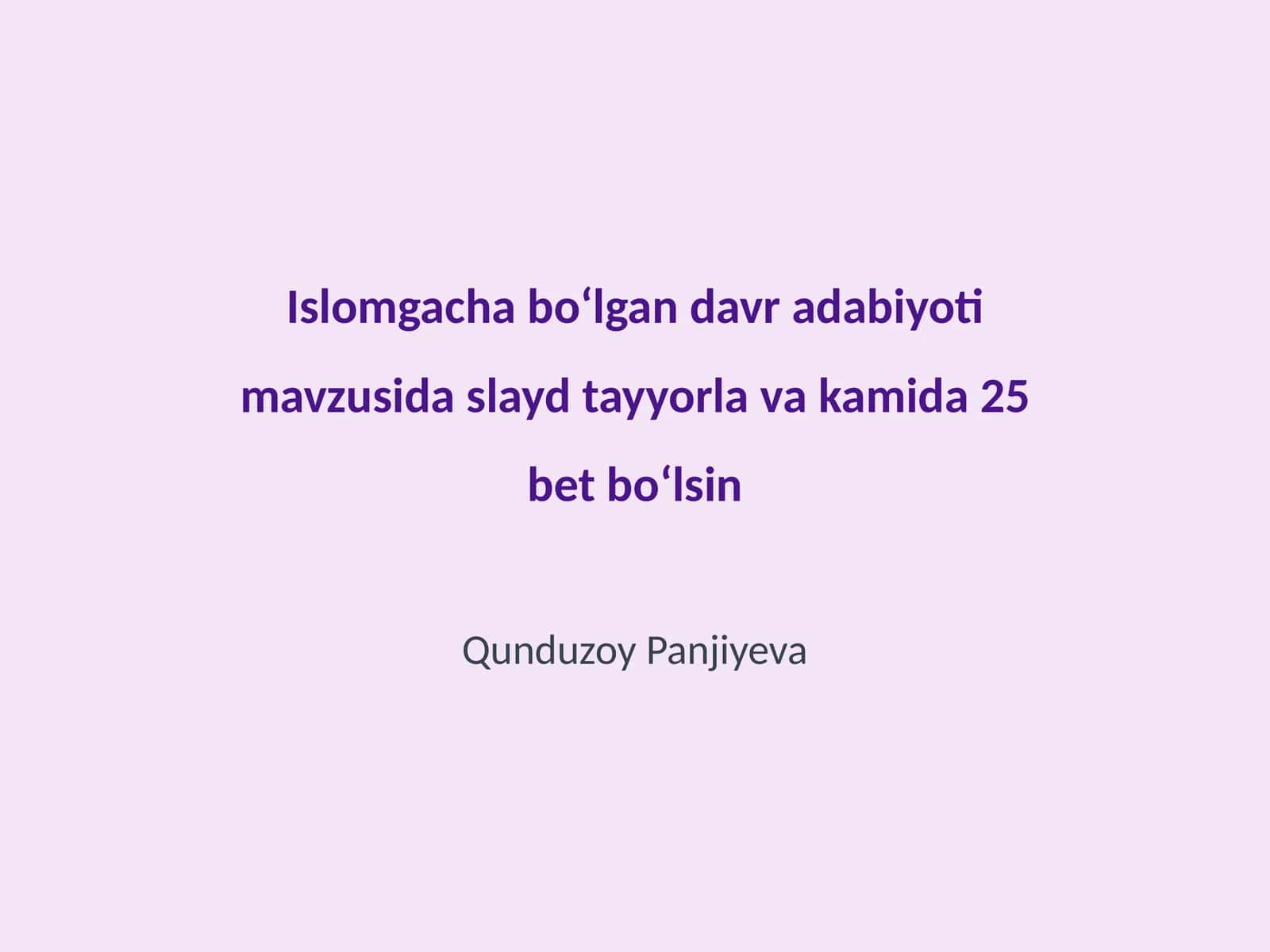 Islomgacha boʻlgan davr adabiyoti