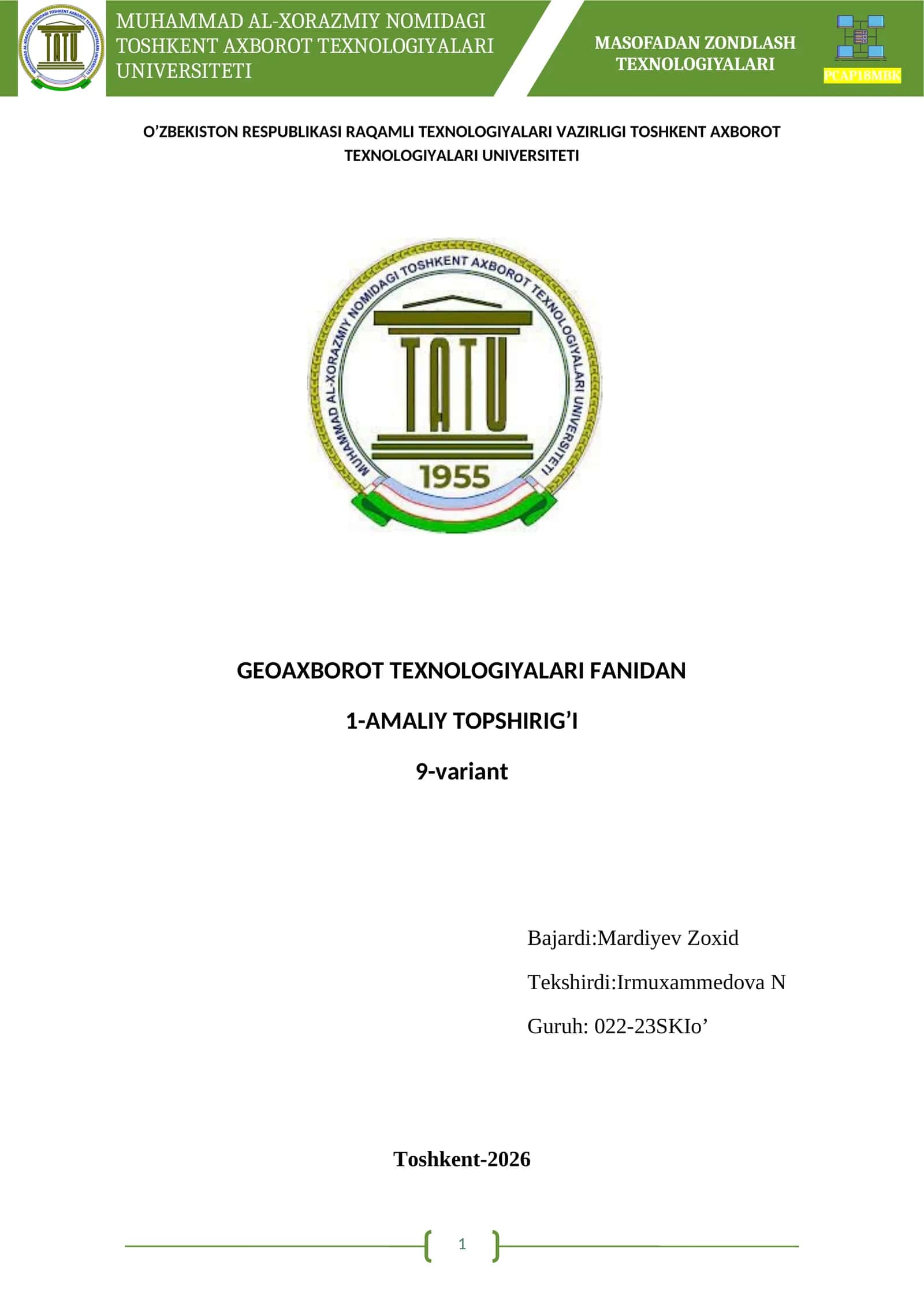 MASOFADAN ZONDLASH TEXNOLOGIYALARI