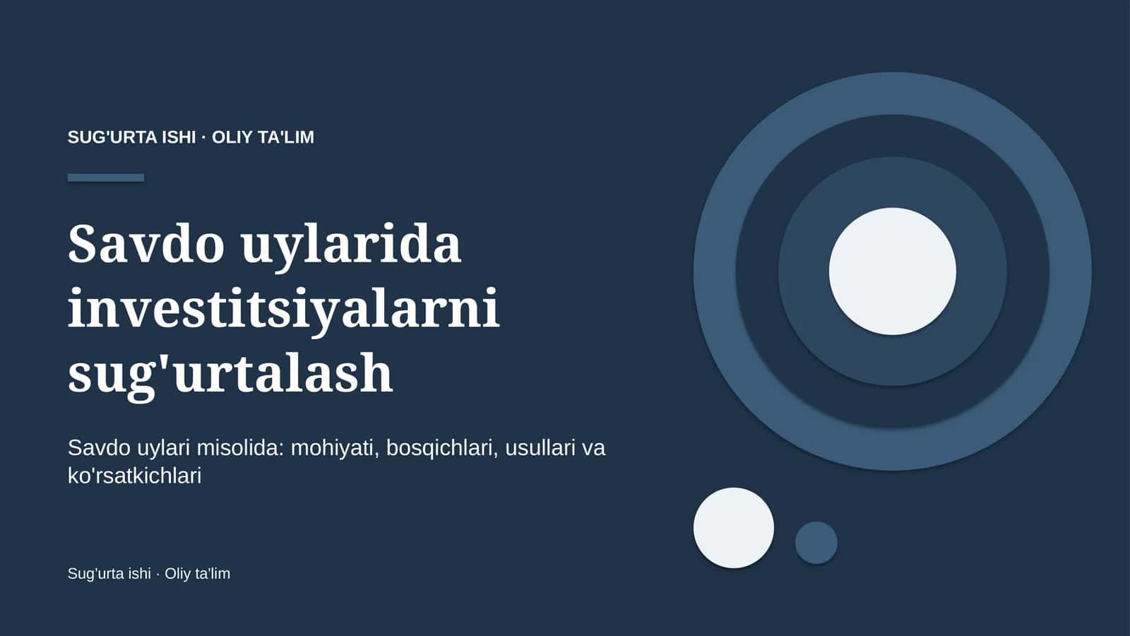 Savdo uylarida investitsiyalarni sug'urtalash