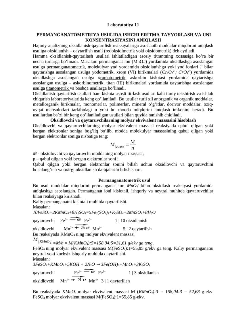 PERMANGANATOMETRIYA