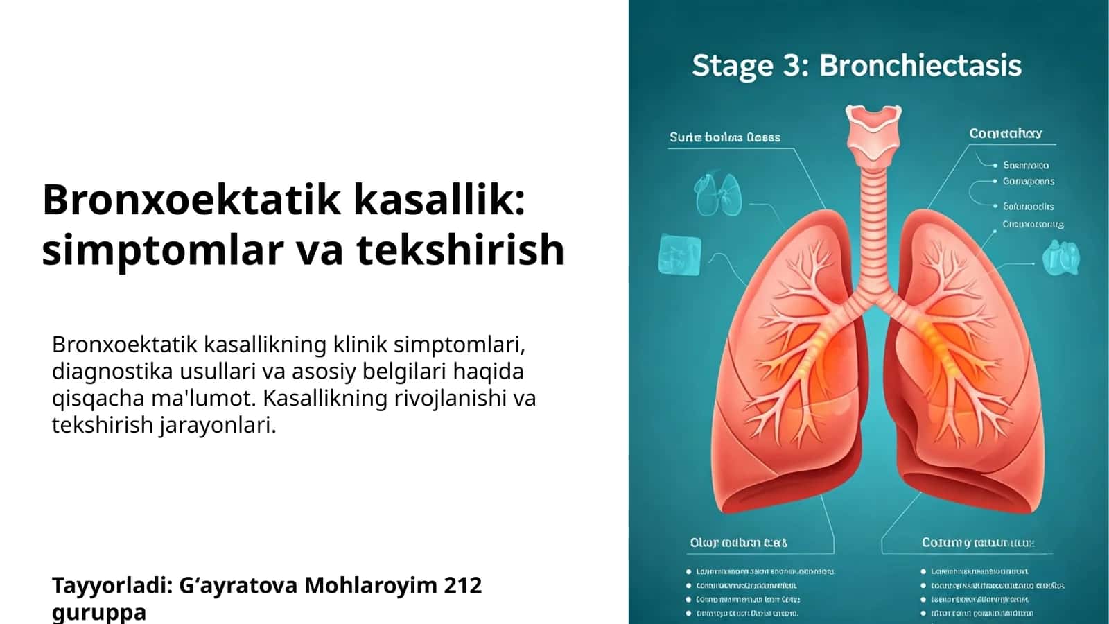 Bronxoektatik kasallik: simptomlar va tekshirish