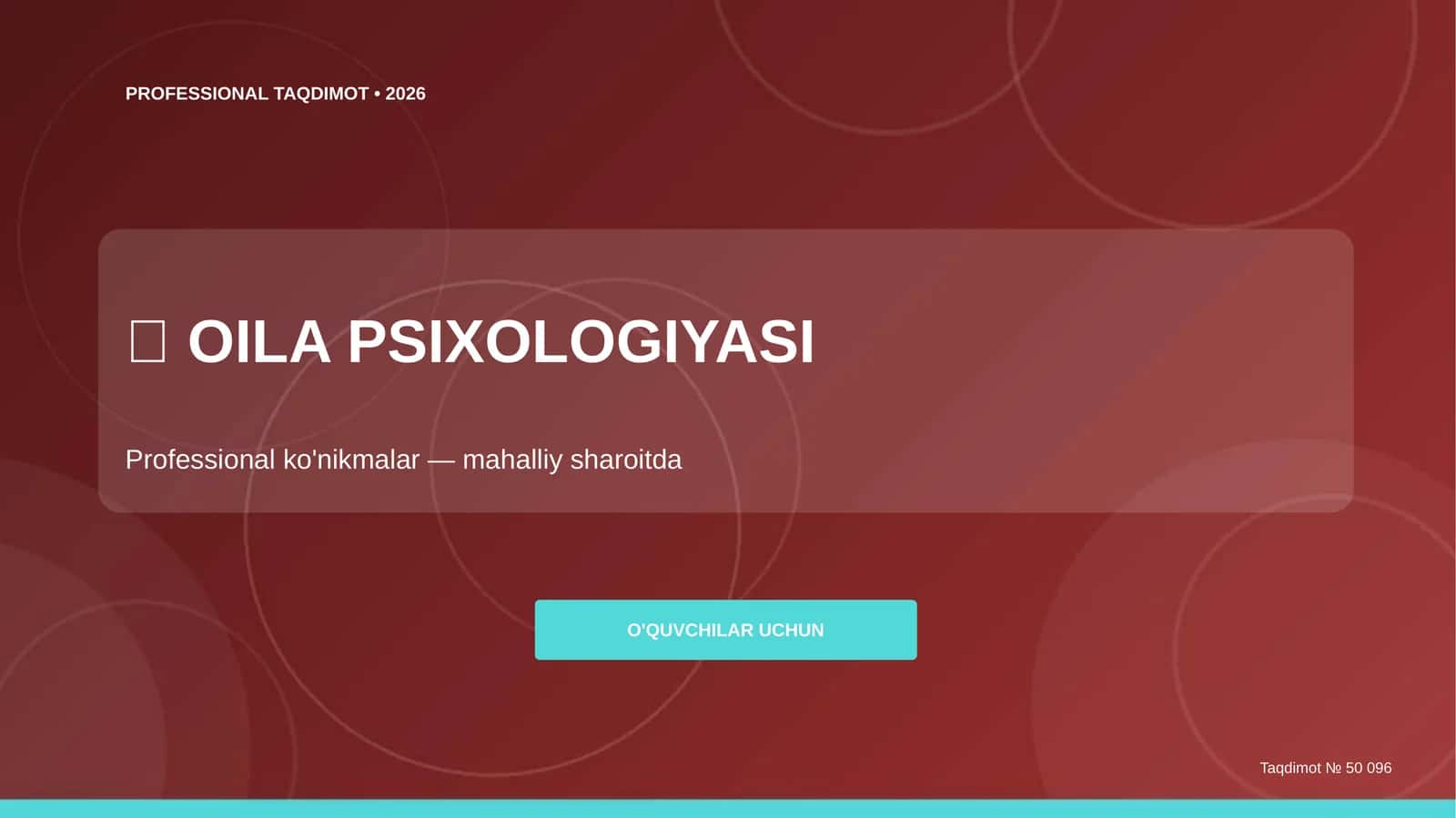 Oila psixologiyasi: professional ko'nikmalar (mahalliy sharoitda)