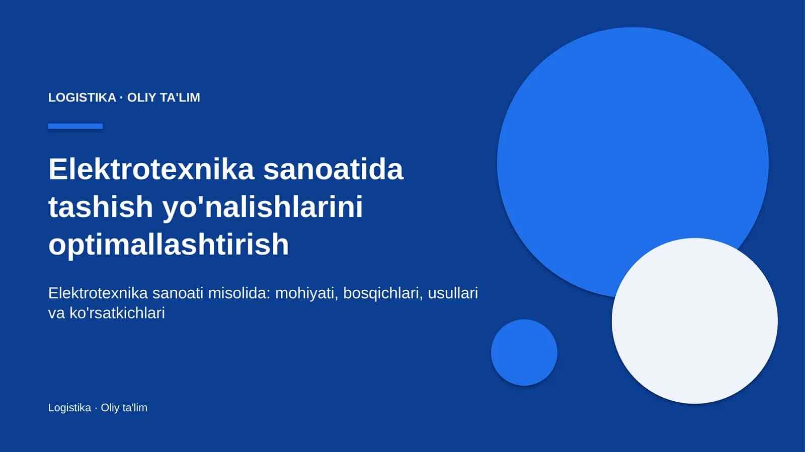 elektrotexnika sanoatida tashish yo'nalishlarini optimallashtirish 8886