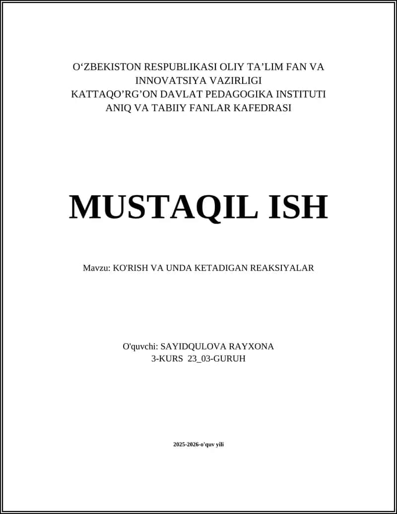 Ko'z anatomiyasi va ko'rish tizimi