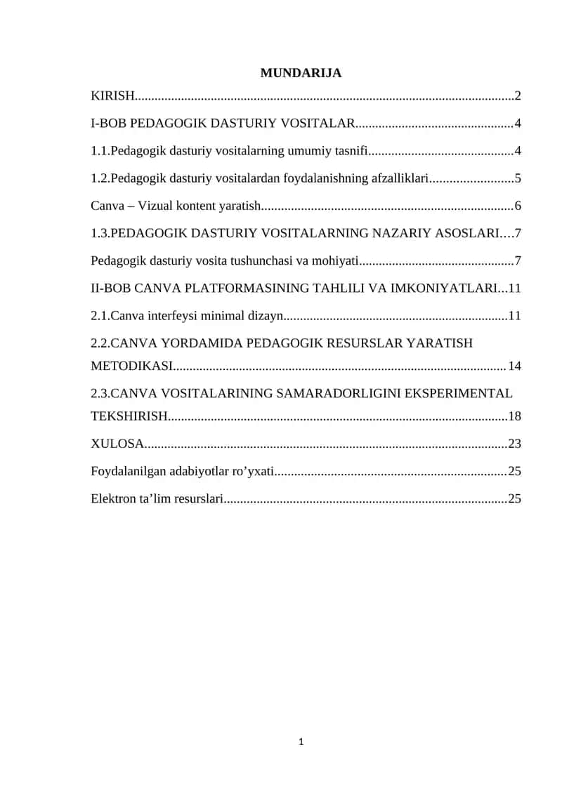 Pedagogik dasturiy vositalar yaratishda Canva imkoniyatlaridan foydalanish