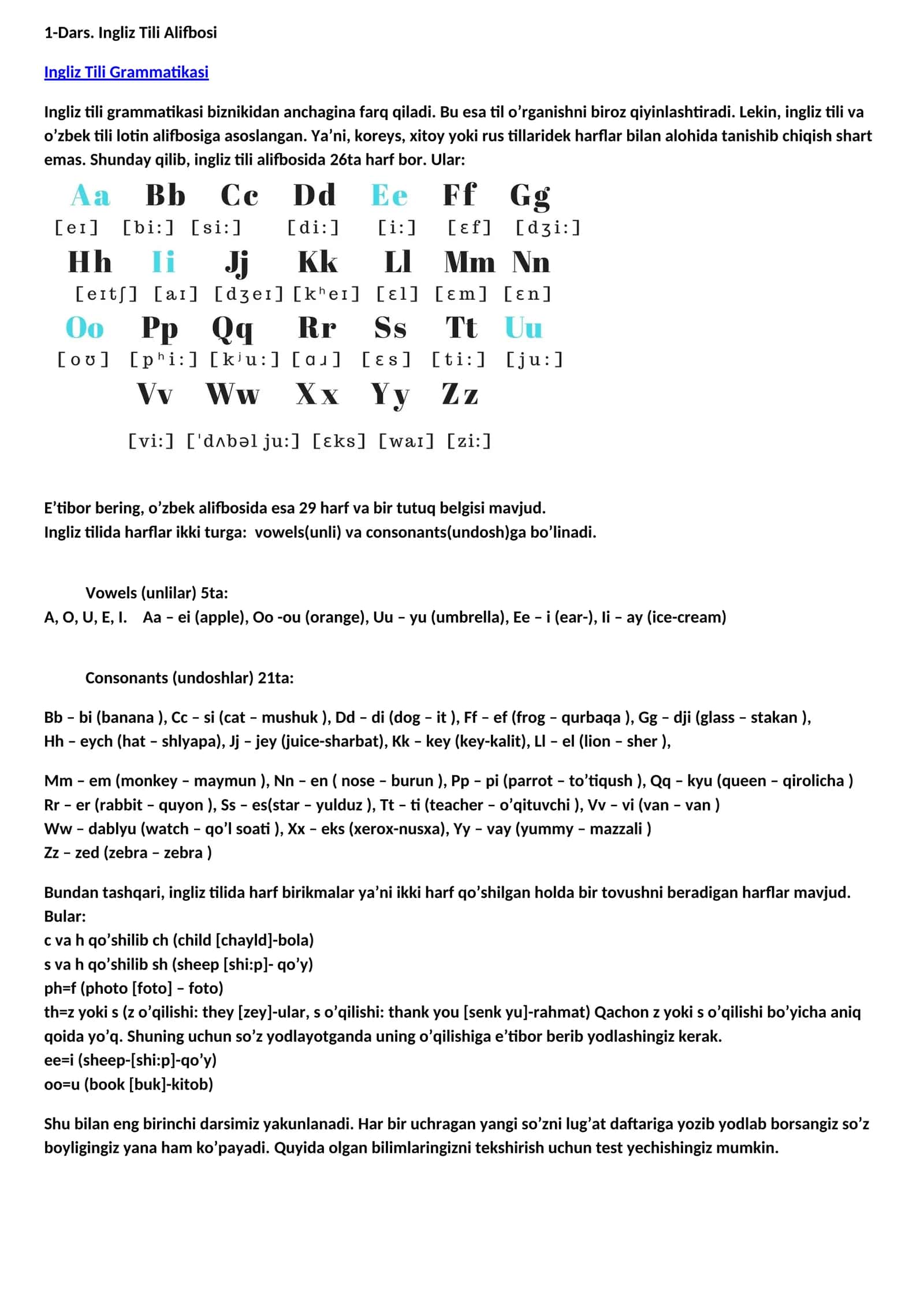 Ingliz Tili Alifbosi