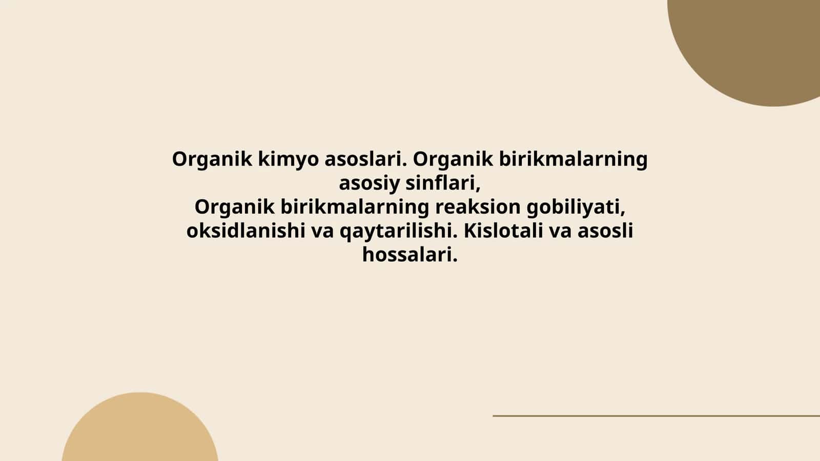 Organik Kimyo Asoslari