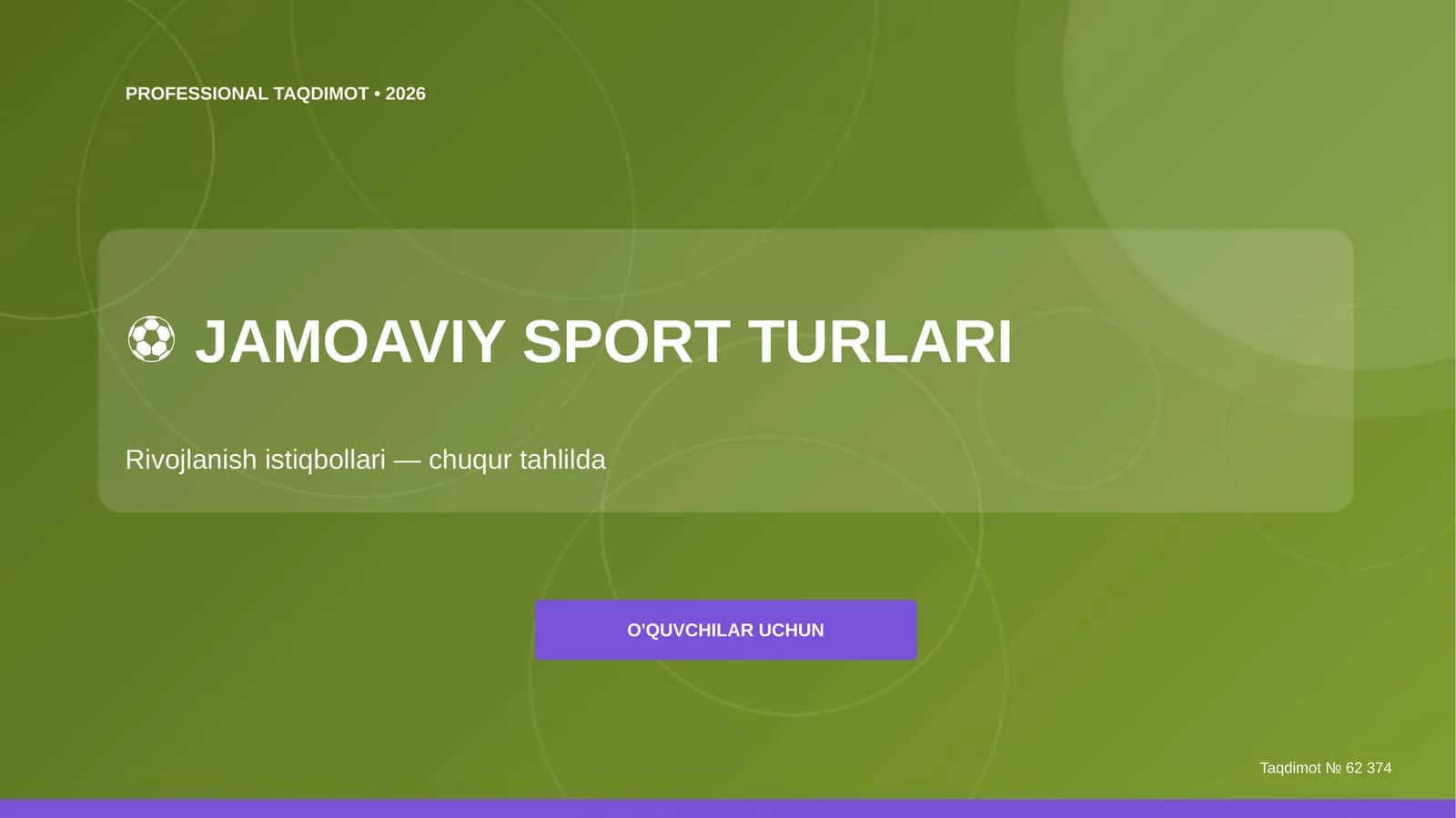 Jamoaviy sport turlari: rivojlanish istiqbollari (chuqur tahlilda)