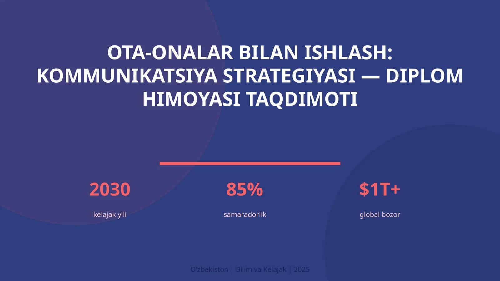 Ota-onalar bilan ishlash: kommunikatsiya strategiyasi — diplom himoyasi taqdimoti