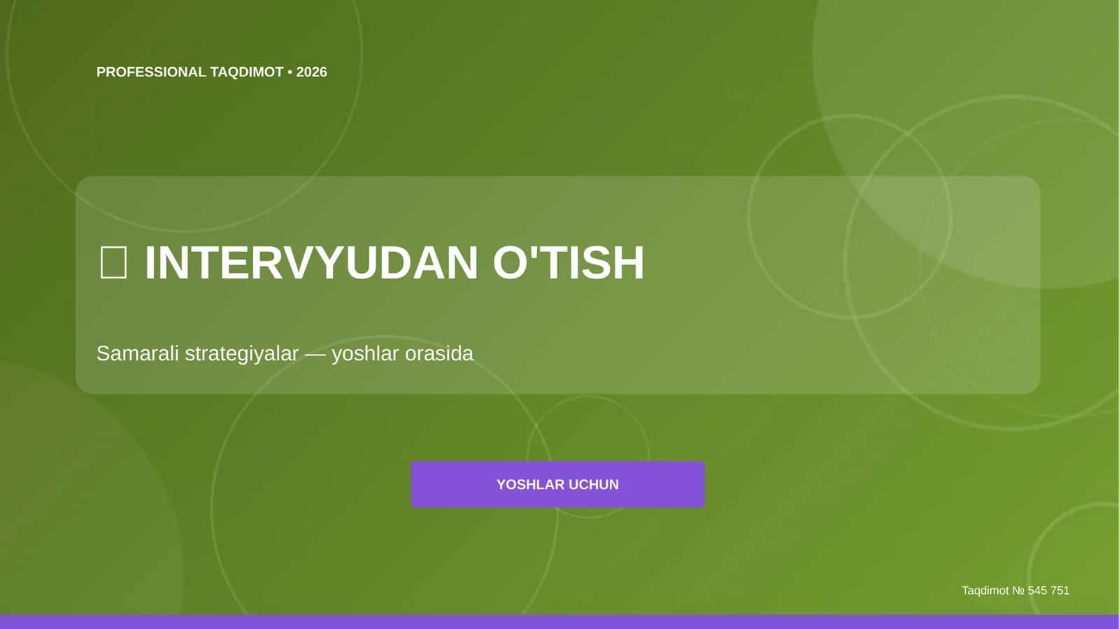 Intervyudan o'tish: samarali strategiyalar (yoshlar orasida)
