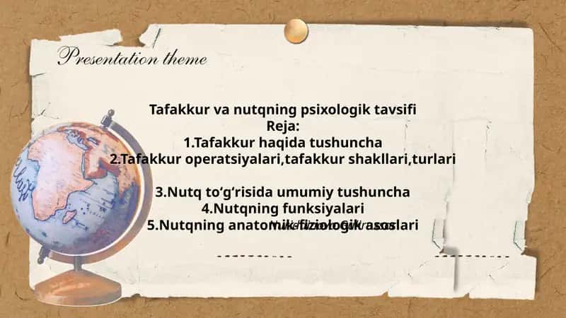 Tafakkur va nutqning psixologik tavsifi