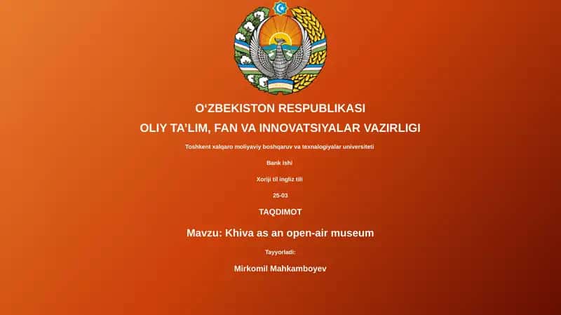 Xiva as an open-air museum