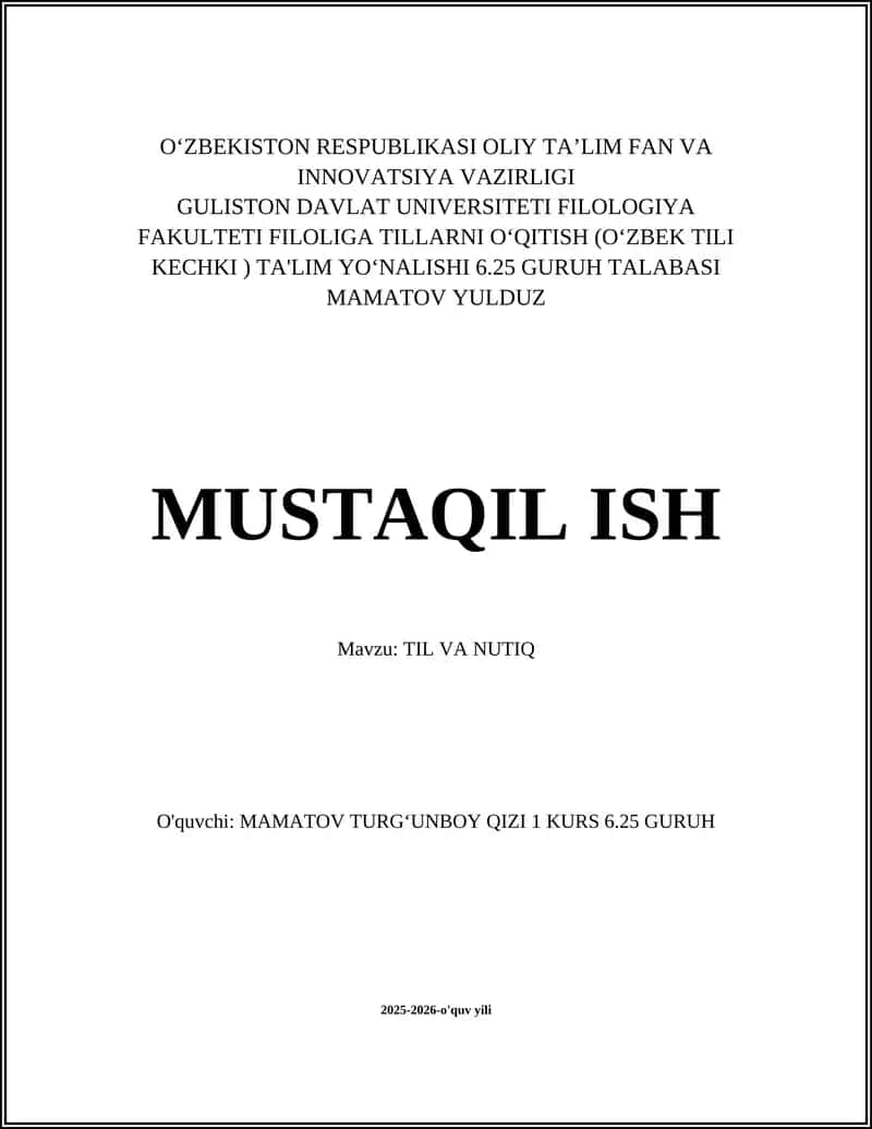 TIL VA NUTIQ NAZARIYASI