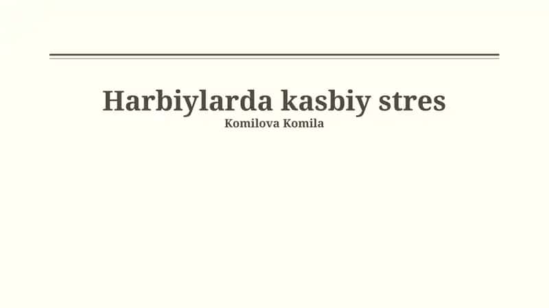 Harbiylarda kasbiy stres