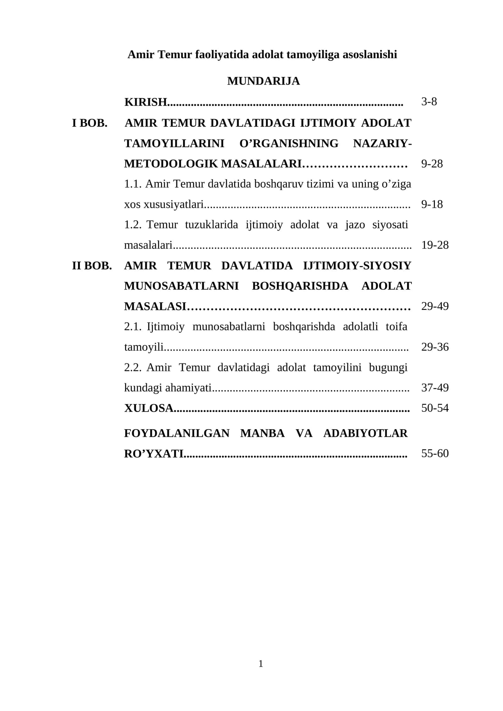 Amir Temur faoliyatida adolat tamoyiliga asoslanishi