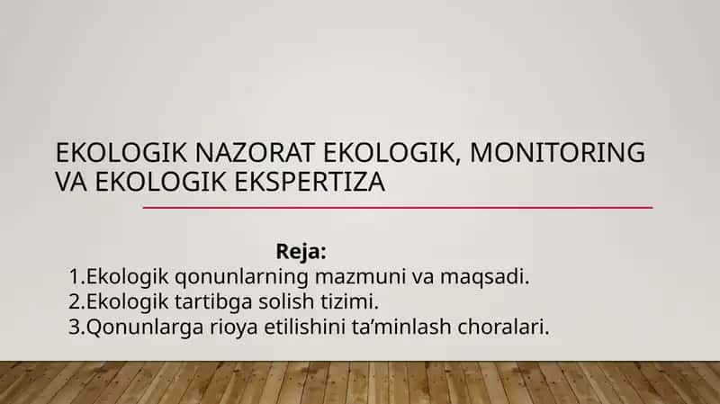 Ekologik qonunlar va ekologik monitoring