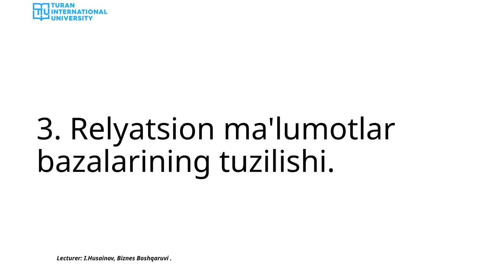 Relyatsion ma'lumotlar bazalarining tuzilishi