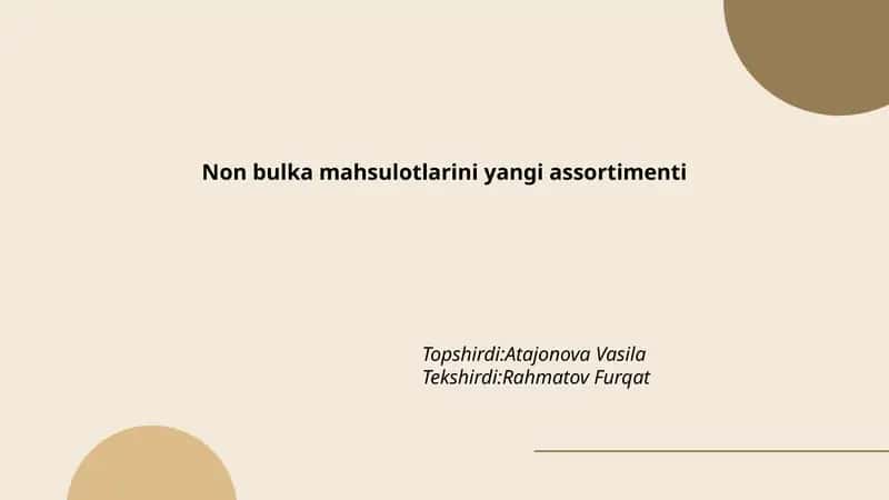 Non bulka mahsulotlarini yangi assortimenti