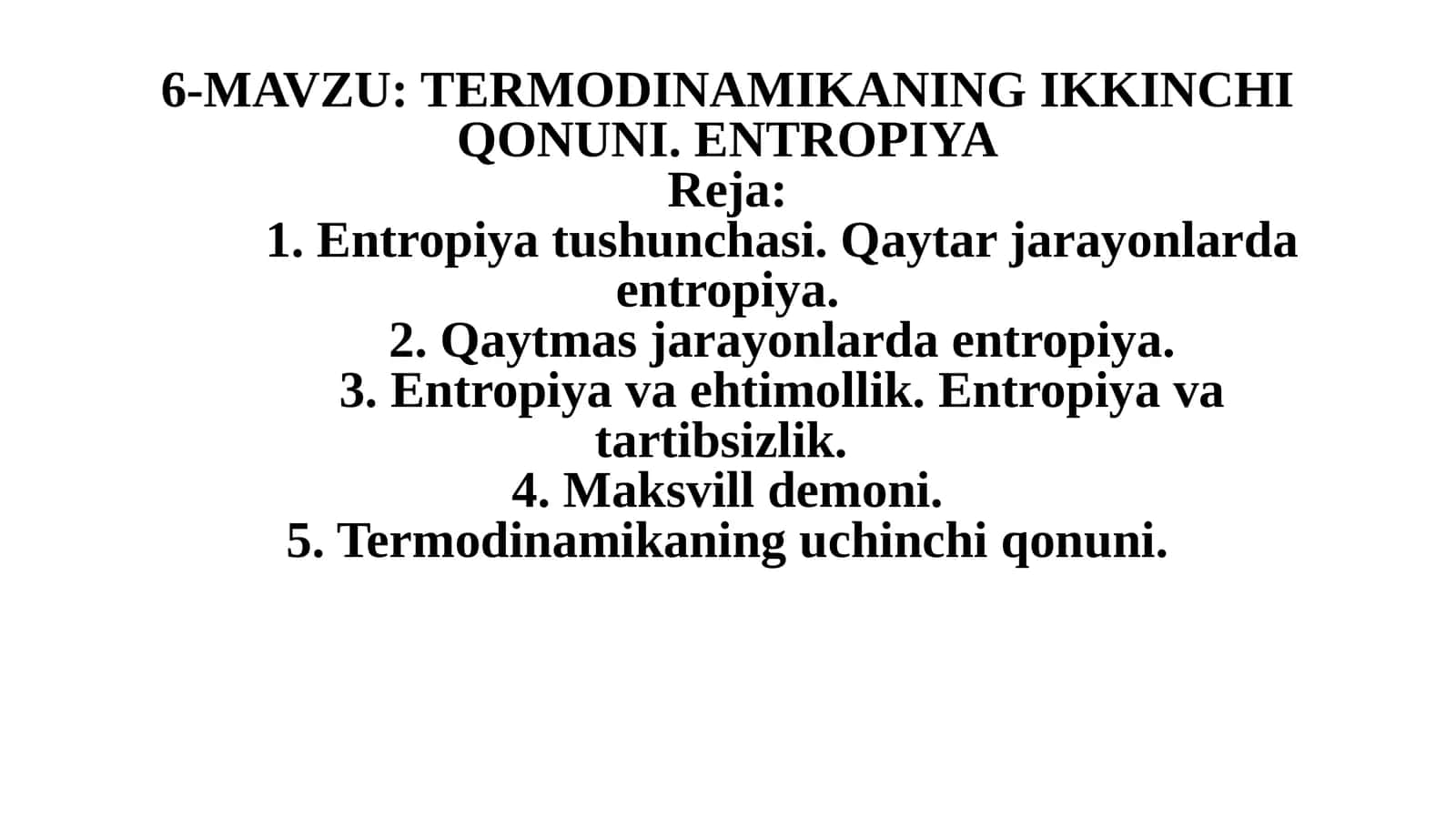 TERMODINAMIKANING IKKINCHI QONUNI