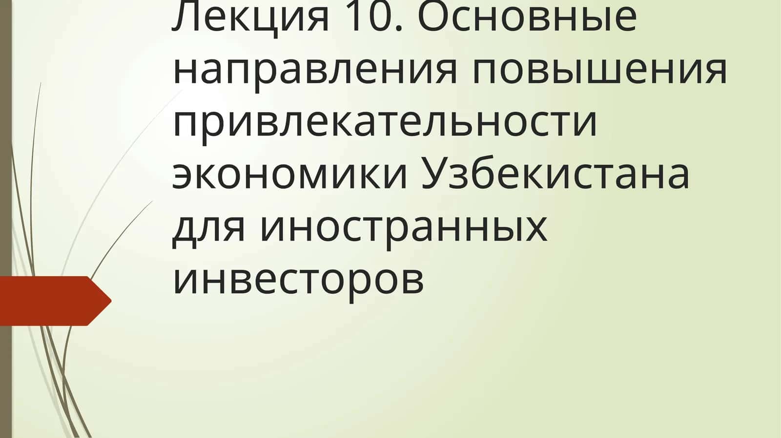 Лекция 10. Основные направления повышения привлекательности экономики Узбекистана для иностранных инвесторов