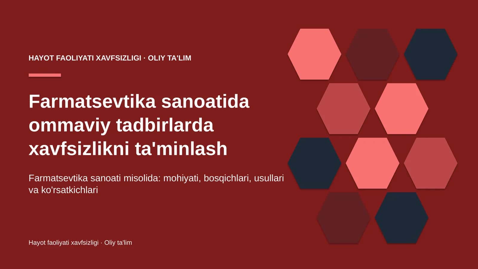 Farmatsevtika sanoatida ommaviy tadbirlarda xavfsizlikni ta'minlash