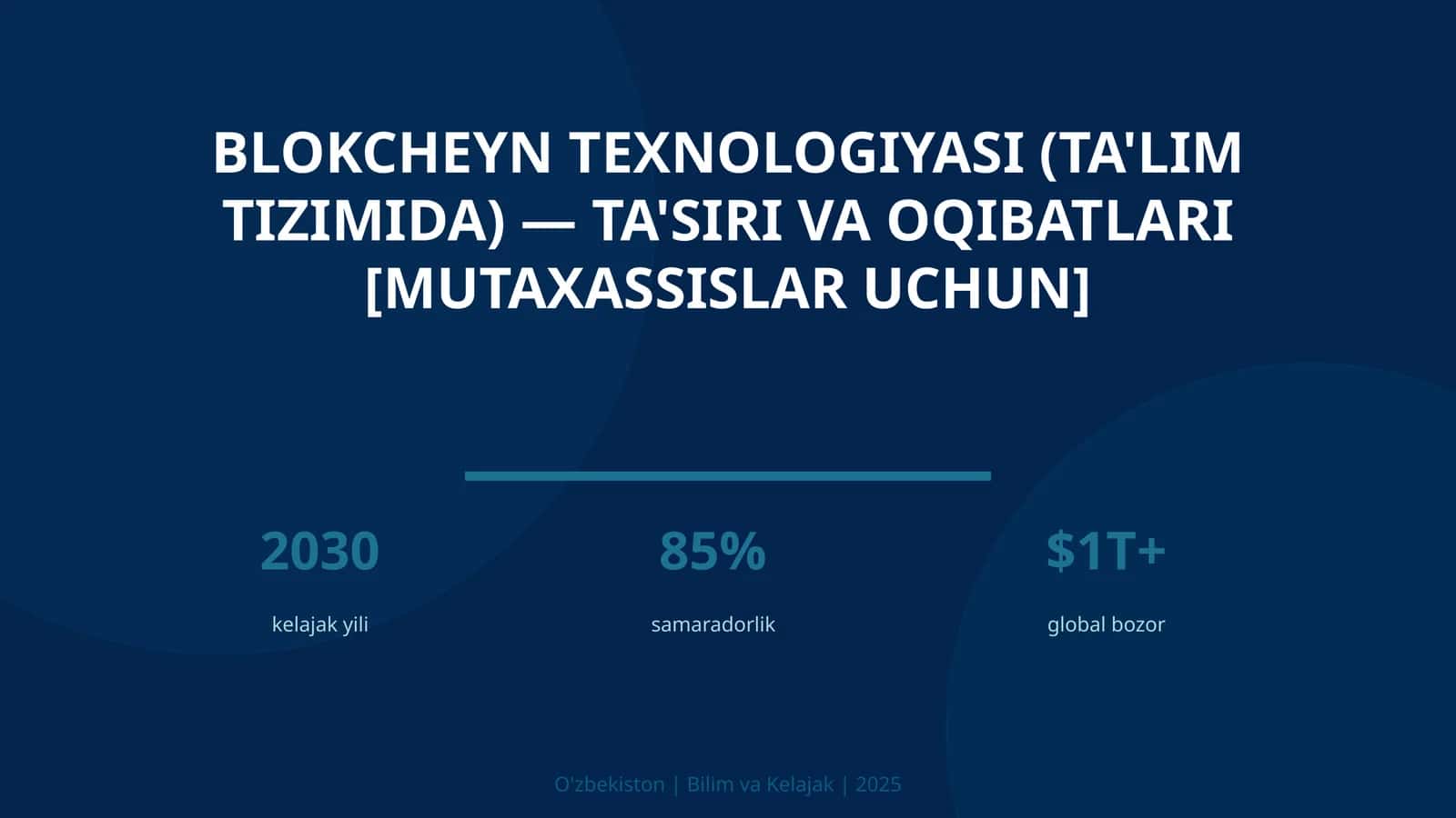 Blokcheyn texnologiyasi (ta'lim tizimida) — ta'siri va oqibatlari [mutaxassislar uchun]