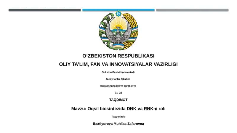 Oqsil biosintezida DNK va RNKni roli