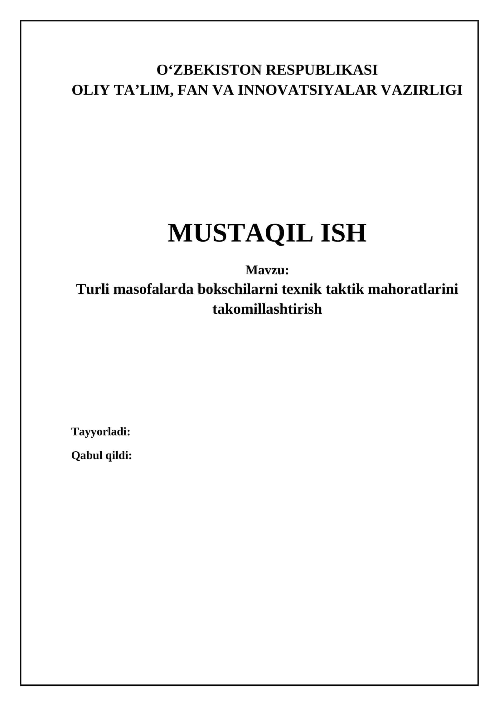 Boks texnikasi va taktikasi