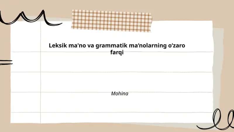 Leksik va Grammatik Ma'nolar Farqi