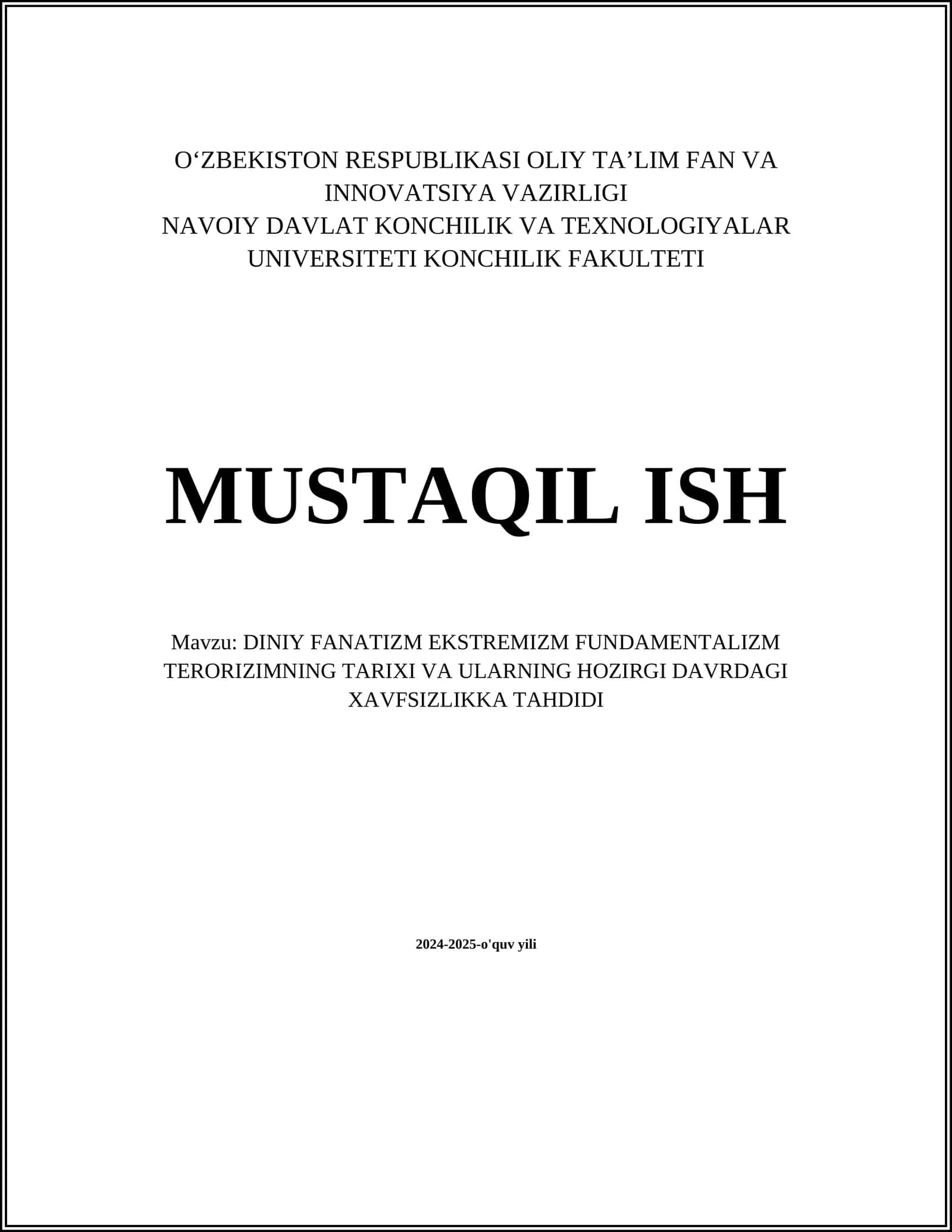 Diniy fanatizm ekstremizm va terorizm
