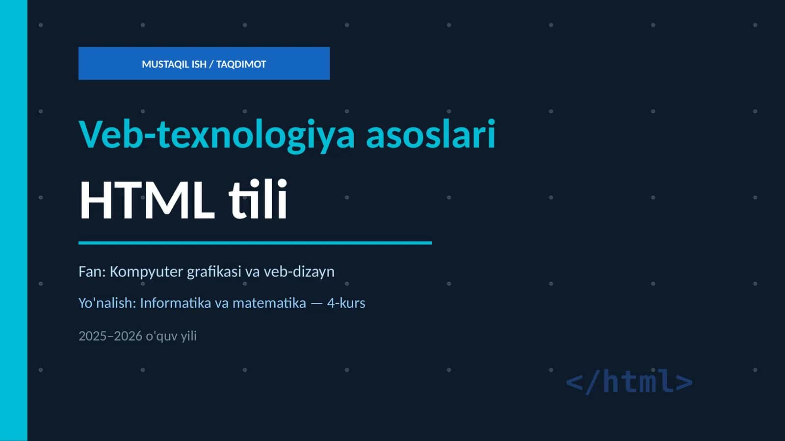 Veb-texnologiya asoslari