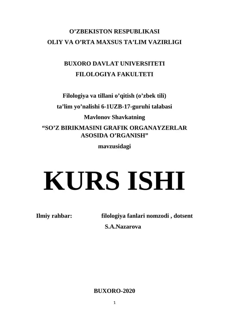 SO’Z BIRIKMASINI GRAFIK ORGANAYZERLAR ASOSIDA O’RGANISH