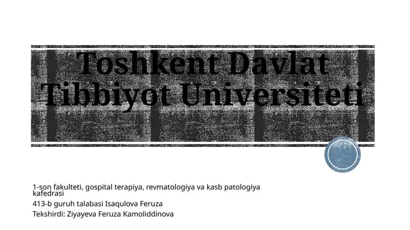 Toshkent Davlat Tibbiyot Universiteti
