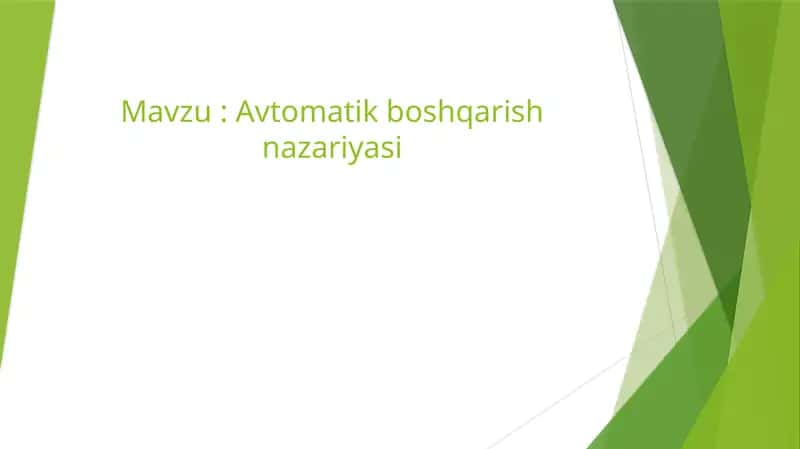 Avtomatik boshqarish nazariyasi