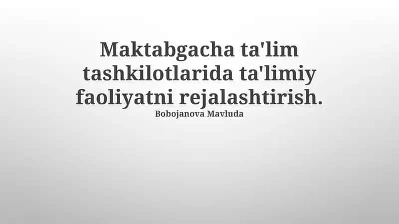 O'quv faoliyatini rejalashtirish