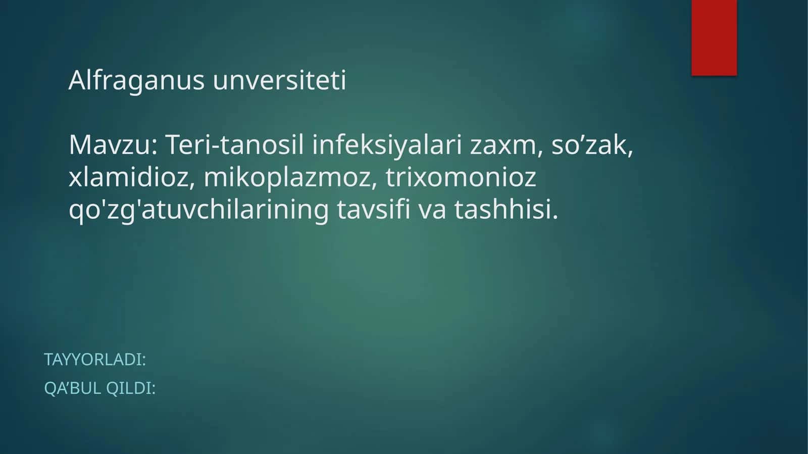 Teri-tanosil infeksiyalari va ularning tavsifi