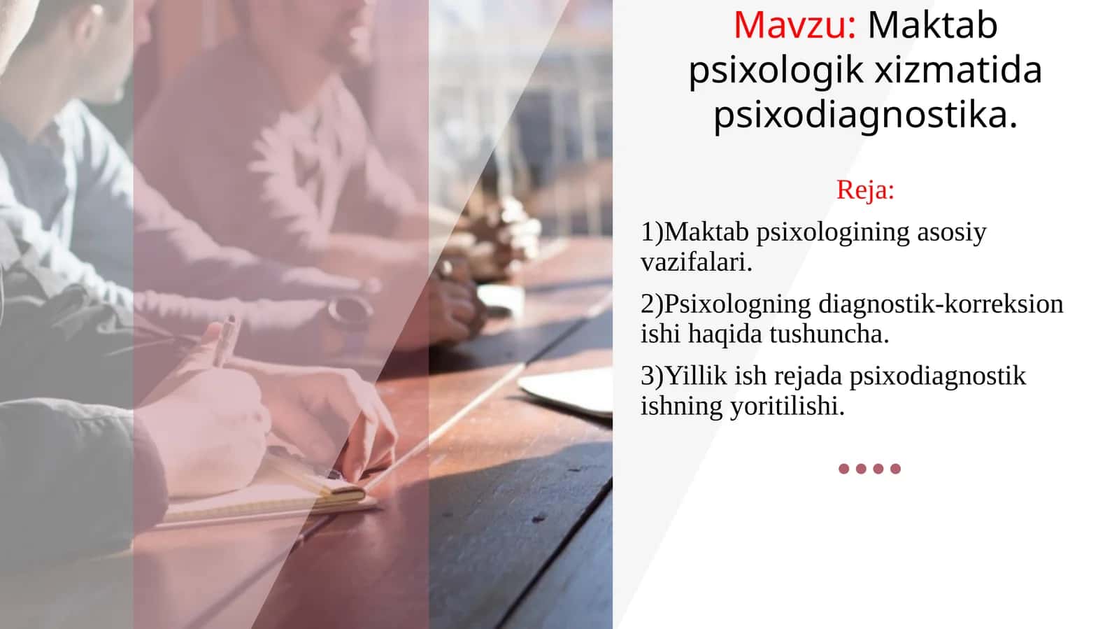 Maktab psixologik xizmatida psixodiagnostika