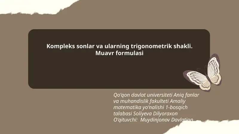 Kompleks sonlar va ularning trigonometrik shakli