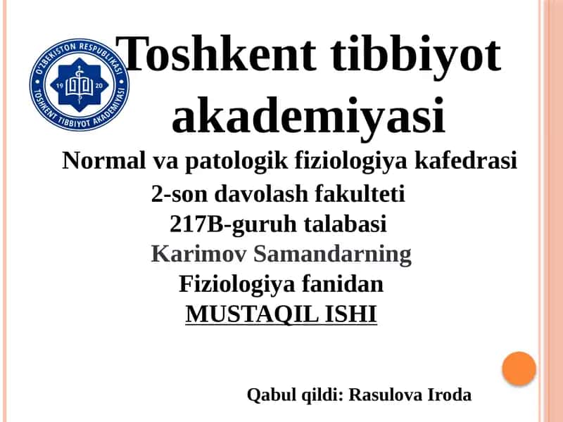 Ichki muhitning tarkibi va hajmini boshqarishda buyraklarning ahamiyati.