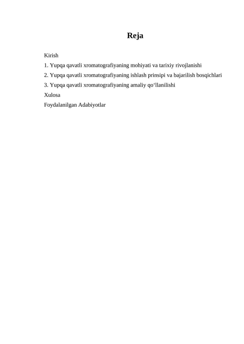 Yupqa qavatli xromotografiya (YQX)