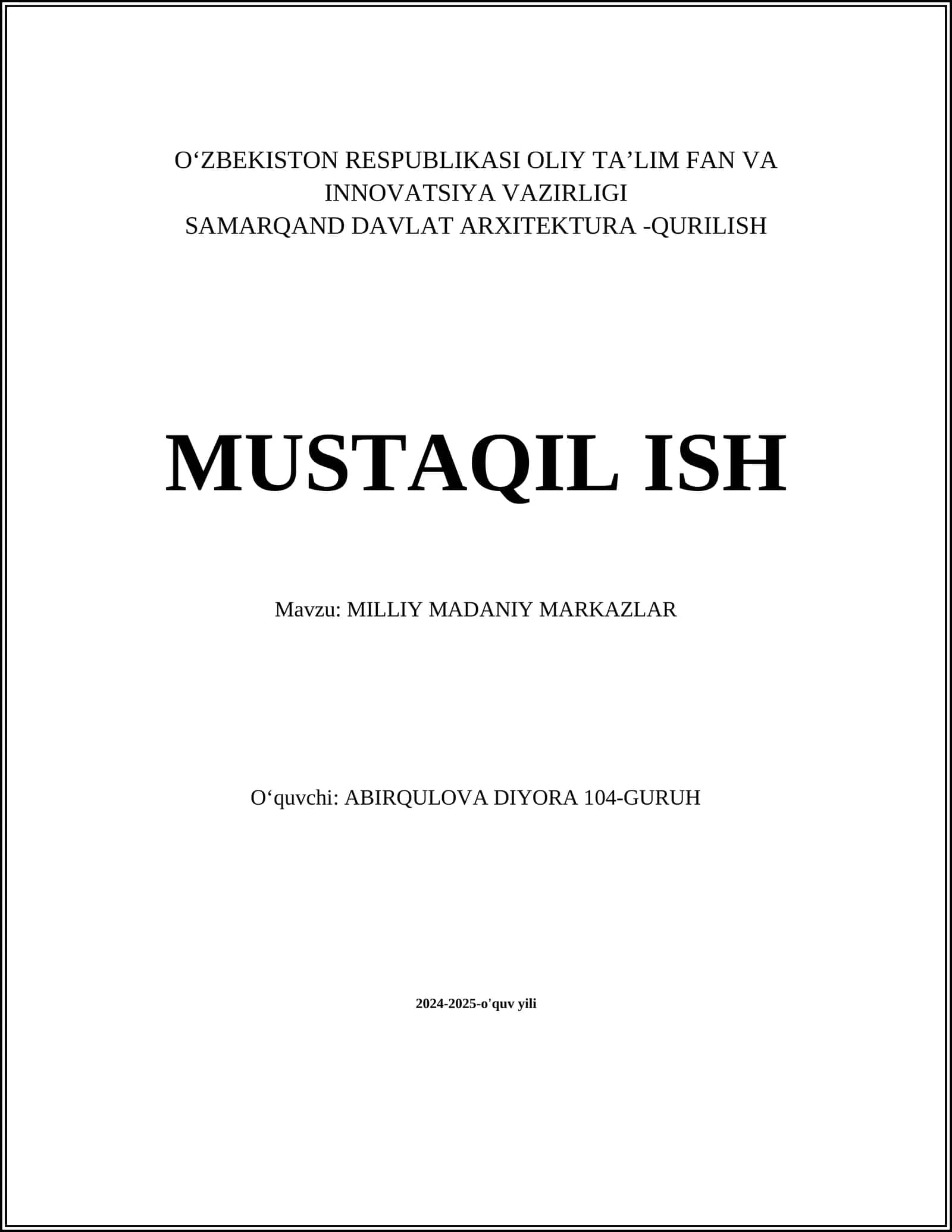 Milliy madaniy markazlar