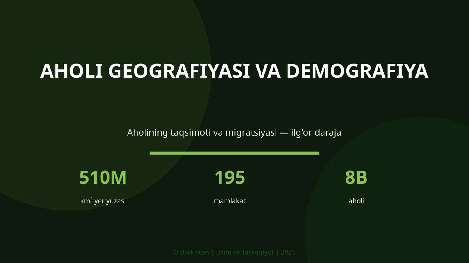 AHOLI GEOGRAFIYASI VA DEMOGRAFIYA