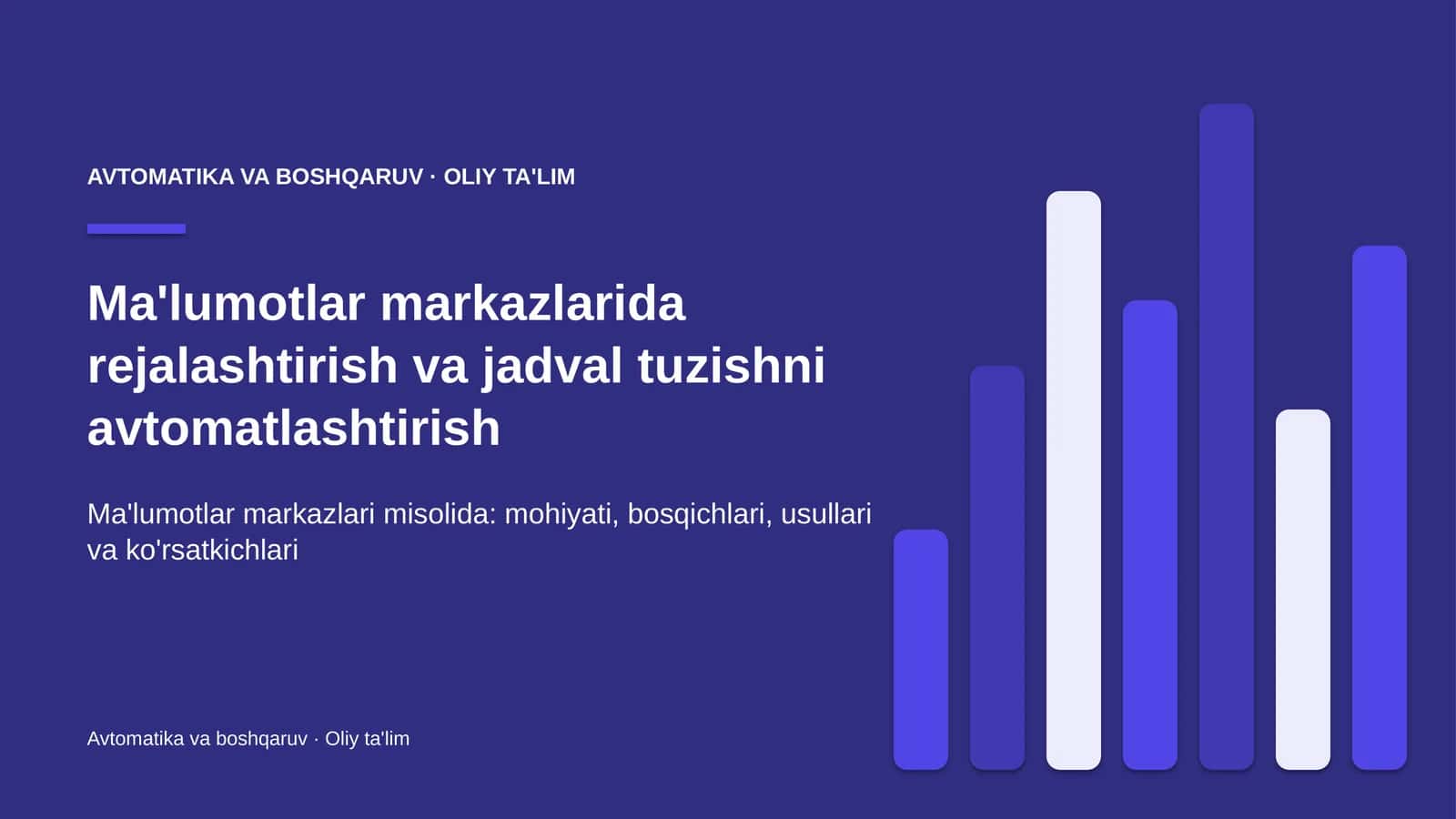 Ma'lumotlar markazlarida rejalashtirish va jadval tuzishni avtomatlashtirish