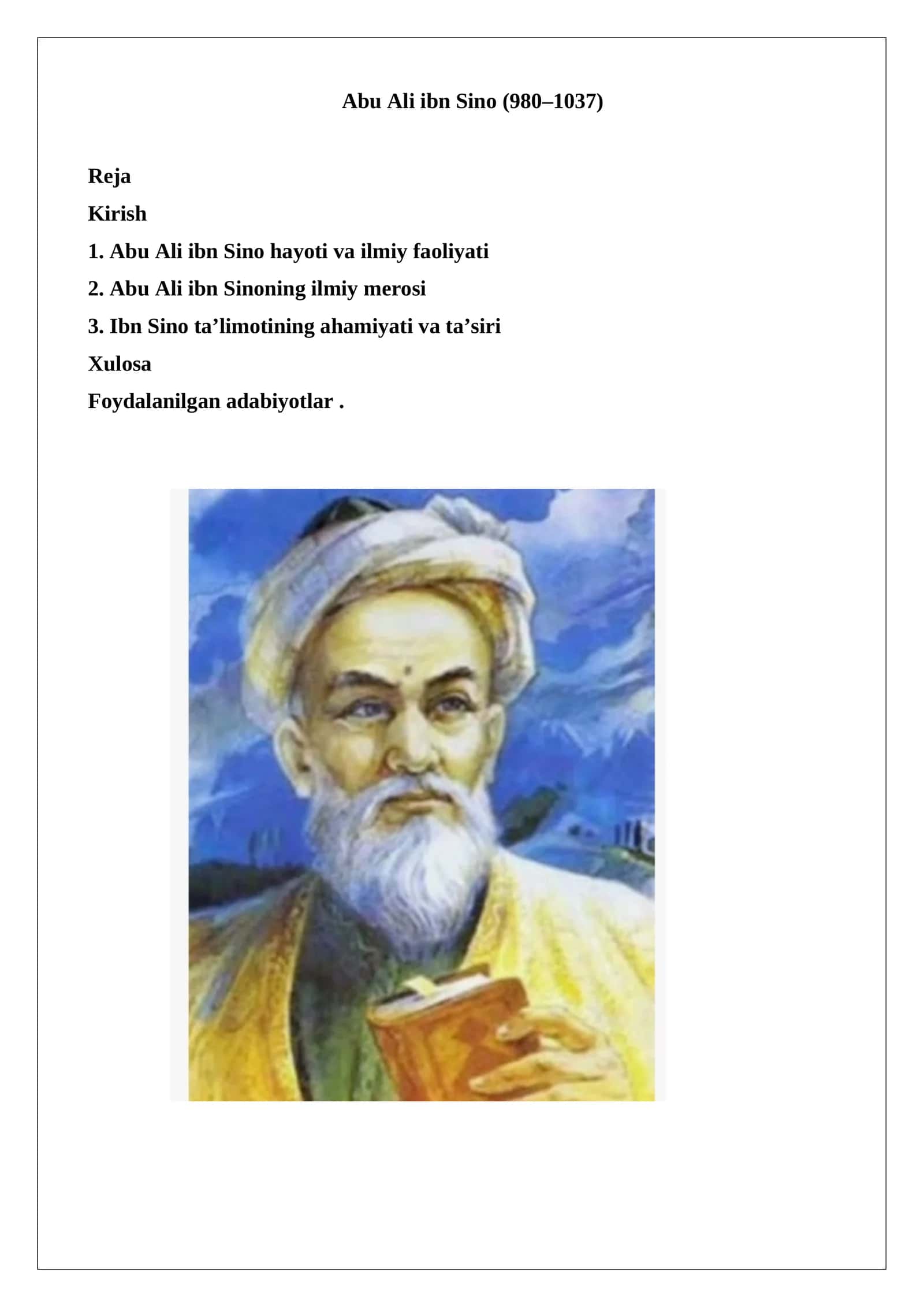 Abu Ali ibn Sino (980–1037)