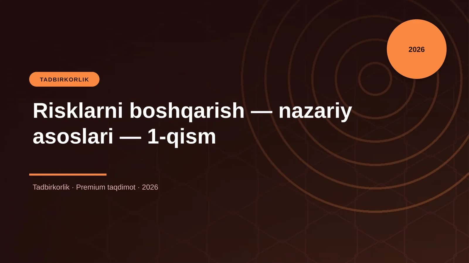 Risklarni boshqarish — nazariy asoslari — 1-qism
